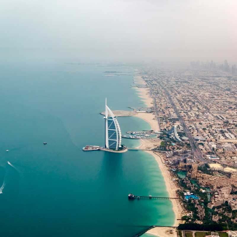 Coastal city aerial view
